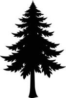 een zwart en wit silhouet van een pijnboom boom vector