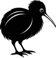 een zwart en wit silhouet van een kiwi vogel vector