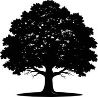 eik boom silhouet zwart Aan wit achtergrond vector