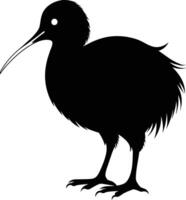 een zwart en wit silhouet van een kiwi vogel vector