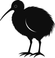 een zwart en wit silhouet van een kiwi vogel vector