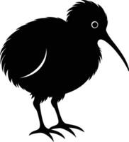 een zwart en wit silhouet van een kiwi vogel vector