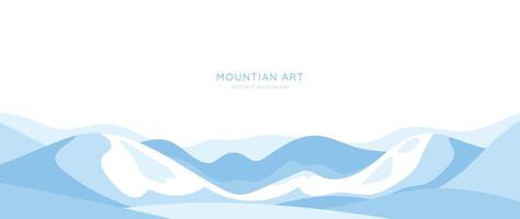 berg minimaal achtergrond . abstract landschap heuvels met blauw kleur, ijs, sneeuw. natuur visie illustratie ontwerp voor huis decor, behang, afdrukken, banier, interieur decor. vector