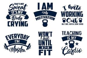 gym workout oefening typografie t-shirt ontwerp bundel set vector