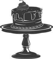 silhouet taart schotel zwart kleur enkel en alleen vol vector