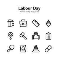krijgen deze creatief bewerkte uniek pictogrammen van arbeid dag in modern stijl vector
