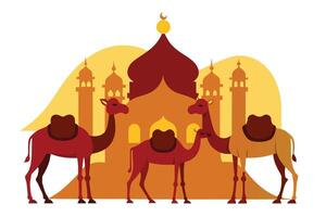 offer kameel dieren voor eid-ul-azha illustratie Aan wit achtergrond vector