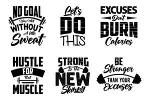 oefening sportschool training typografie citaten t-shirt ontwerp bundel set vector