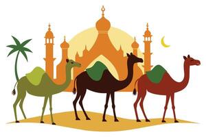 offer kameel dieren voor eid-ul-azha illustratie Aan wit achtergrond vector