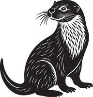 Otter - wild dier - zwart en wit illustratie vector