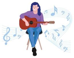 meisje spelen gitaar - musical rots band illustratie vector