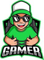 gamer mascotte tekenfilm illustratie vector