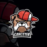 esports logo koel en uniek gangster hond vector