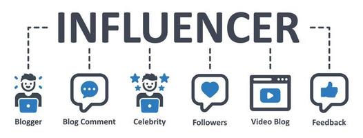 influencer icon - vectorillustratie. influencer, blogger, blog, infographic, sjabloon, presentatie, concept, banner, pictogram, pictogrammenset, pictogrammen. vector