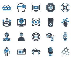 technologie icon set - vector illustratie .technology, virtual reality, vr, 3d, bril, kunstmatige intelligentie, pictogrammen.