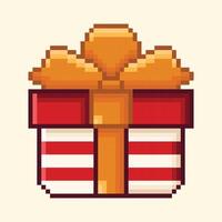 geschenk doos of Kerstmis Cadeau illustratie in pixel kunst stijl vector