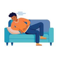 een Mens slapen Aan sofa illustratie vector