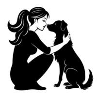 een vrouw met hond illustratie vector