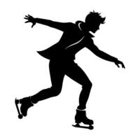 een Mens het schaatsen zwart kleur silhouet vector