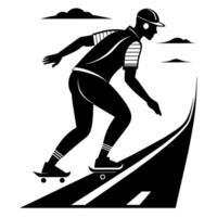 een Mens het schaatsen zwart kleur silhouet vector