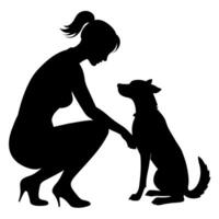 een vrouw met hond illustratie vector