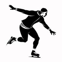 een Mens het schaatsen zwart kleur silhouet vector