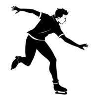 een Mens het schaatsen zwart kleur silhouet vector