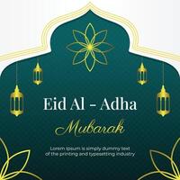 helling eid al adha achtergrond sjabloon ontwerp met luxe goud gekleurde lantaarns vector