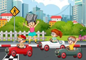 parkscène met racewagen voor kinderen vector
