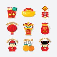 gelukkig chinees nieuwjaar 2022 gong xi fa cai sticker vector