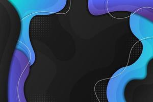 abstracte achtergrond dynamische vloeiende vorm blauw en paars in het donker vector