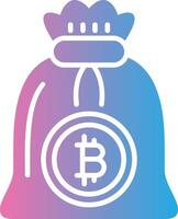 bitcoin zak glyph helling icoon ontwerp vector