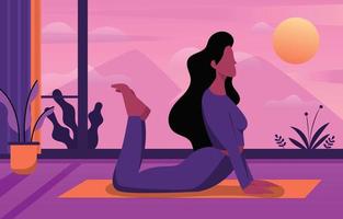 vrouw yoga voor nieuwjaar resolutie vector