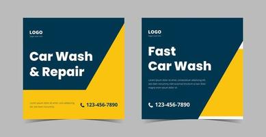 car wash social media ontwerpsjabloonbundel. carwash en detaillering service posterontwerpbundel vector