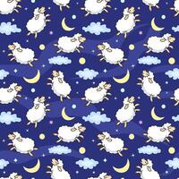 schattig tekenfilm schapen naadloos patroon. dier patroon met schaap, maan en wolken. schapen geteld naar slaap. voor kleding stof, kinderachtig textiel, kinderen beddengoed, behang, nachtkleding vector