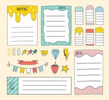 kleurrijke handgetekende lege herinnering papieren notities