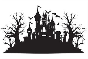 halloween heks huis silhouet ontwerp vrij vector