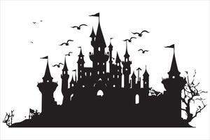 halloween heks huis silhouet pro vector