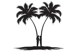 silhouet van palm bomen wit achtergrond vrij ontwerp vector