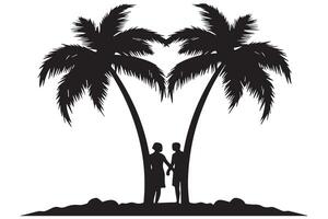 silhouet van palm bomen wit achtergrond pro ontwerp vector