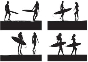 surfplanken silhouetten reeks geïsoleerd Aan wit achtergrond pro ontwerp vector