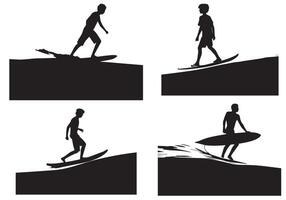 surfplanken silhouetten reeks geïsoleerd Aan wit achtergrond pro ontwerp vector