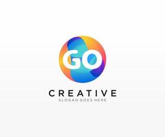Gaan eerste logo met kleurrijk cirkel sjabloon . vector