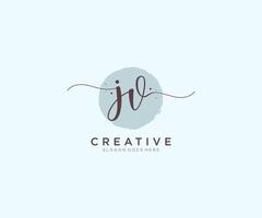 eerste jv vrouwelijk logo schoonheid monogram en elegant logo ontwerp, handschrift logo van eerste handtekening, bruiloft, mode, bloemen en botanisch met creatief sjabloon. vector