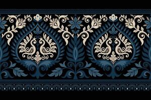 damast naadloos achtergrond meetkundig etnisch oosters ikat naadloos patroon traditioneel ontwerp voor achtergrond, tapijt, behang, kleding, inpakken, batik, kleding stof, illustratie borduurwerk stijl. vector