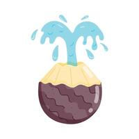 droog en vers kokosnoten vlak stickers vector