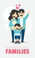 Internationale dag van gezinnen poster met een familie lachend gelukkig samen vector