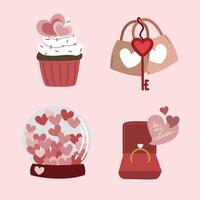 Valentijnsdag dag verzameling met snoepgoed en cadeaus vector