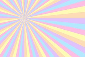 retro radiaal strepen. groovy zonnestralen. wijnoogst barsten stralen. regenboog achtergrond in pastel kleuren. vector