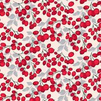 abstract creatief takken met rood vormen bessen, bladeren naadloos patroon. botanisch gestileerde jeneverbes, buxus, viburnum, berberis illustratie patroon. hand- getrokken. collage voor ontwerpen, vector